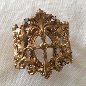 Rare gold VSA Cross & scrollwork cuff